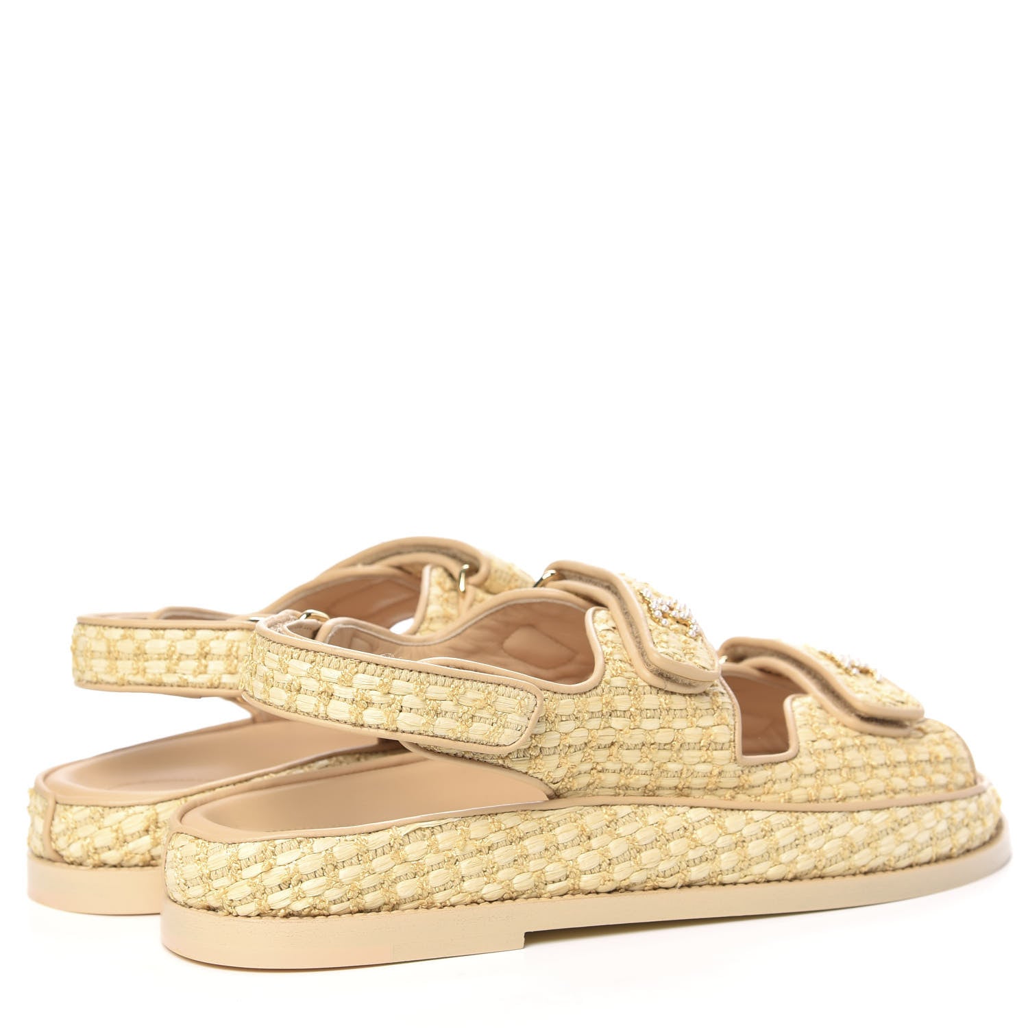 Chanel Braided Fabric Velcro Dad Sandals 42 Beige 4 of 10