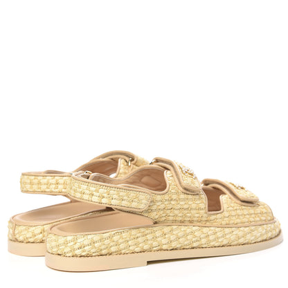 Chanel Braided Fabric Velcro Dad Sandals 42 Beige 4 of 10