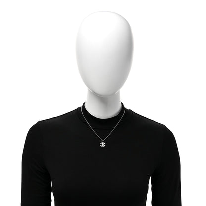 Chanel Crystal Timeless CC Necklace Silver 2 of 5