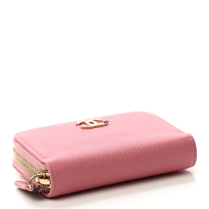 Chanel Goatskin Camellia Zip Coin Purse Pink 3 of 8