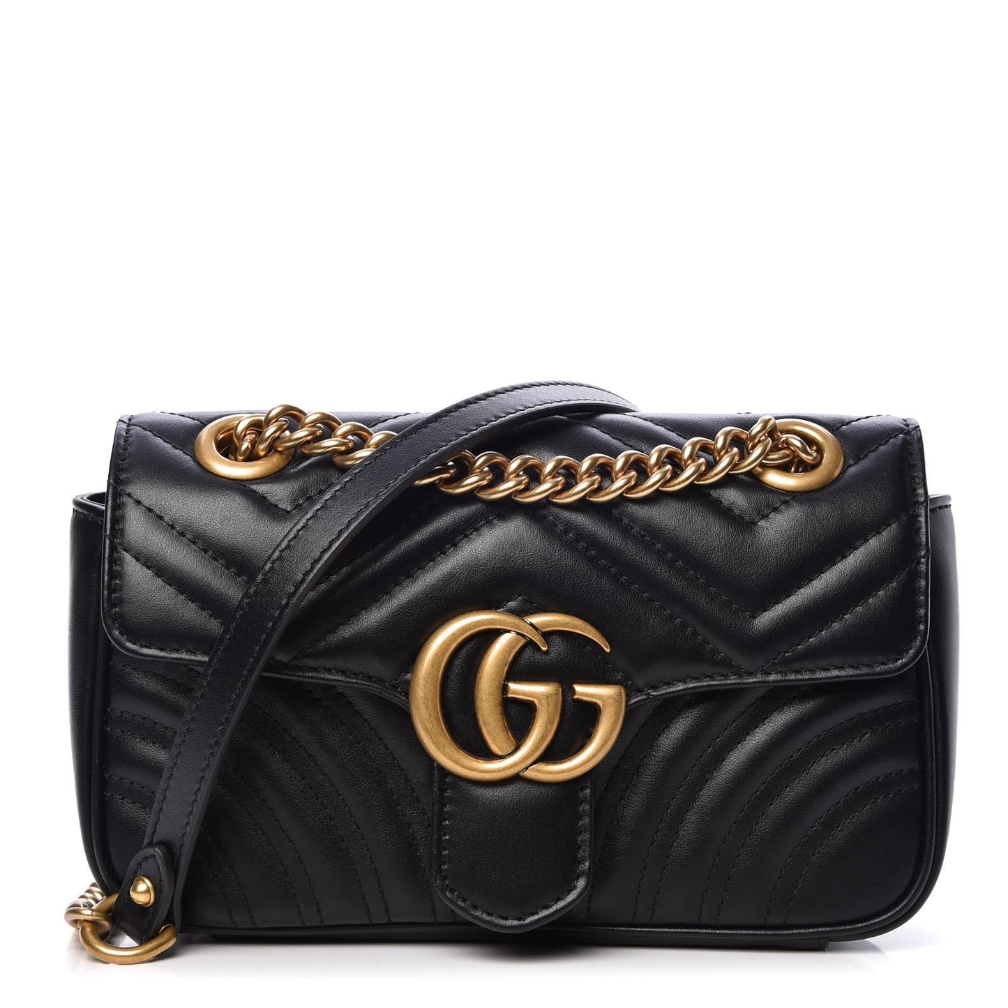 Calfskin Matelasse Mini GG Marmont Shoulder Bag Black