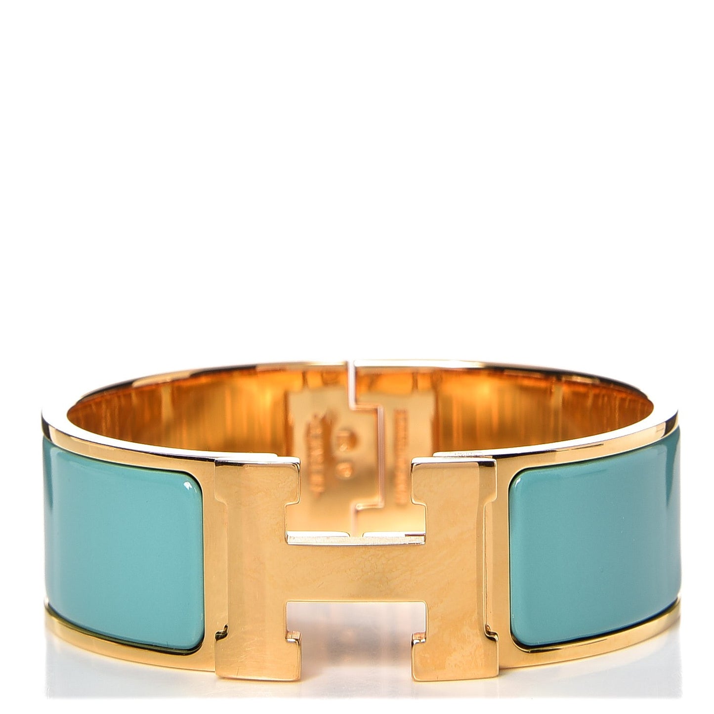 Enamel Wide Clic Clac H Bracelet PM Bleu Atoll