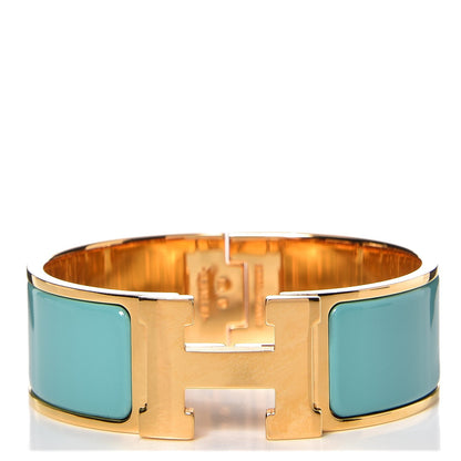 Hermes Enamel Wide Clic Clac H Bracelet PM Bleu Atoll 1 of 4