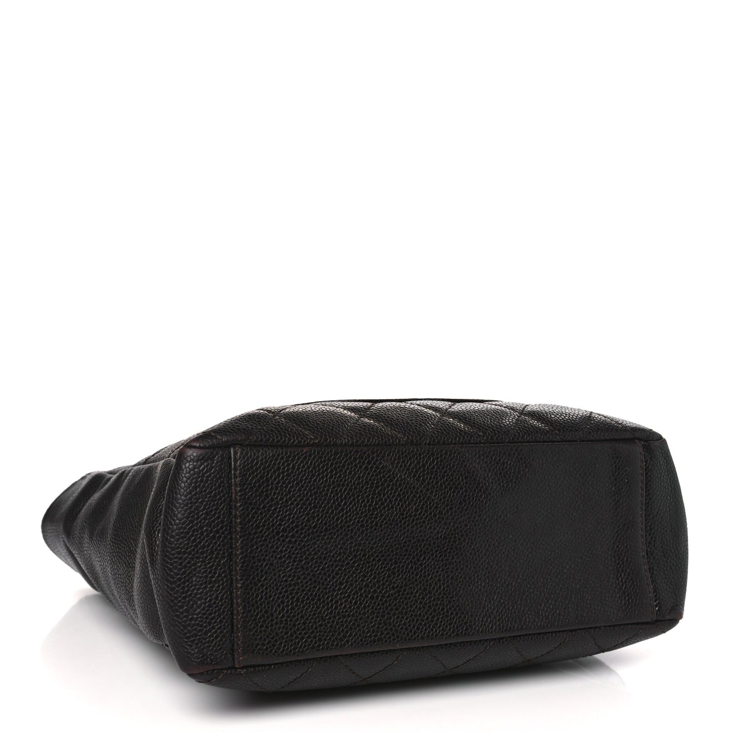Caviar Quilted Petit Shopping Tote PST Dark Brown