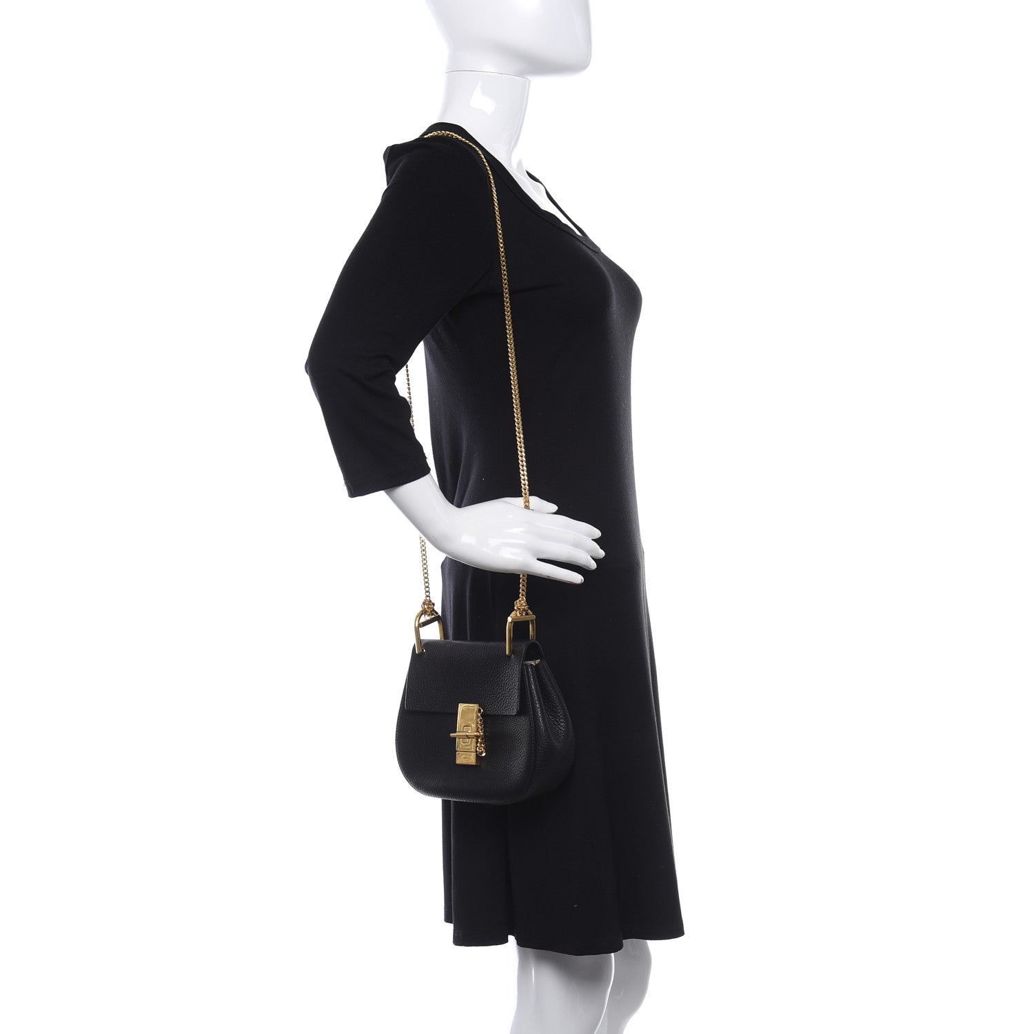 Chloe Suede Calfskin Mini Drew Shoulder Bag Black 2 of 8