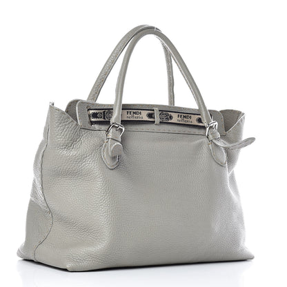 Fendi Calfskin Romano Selleria Large Villa Borghese Tote Grey 3 of 10