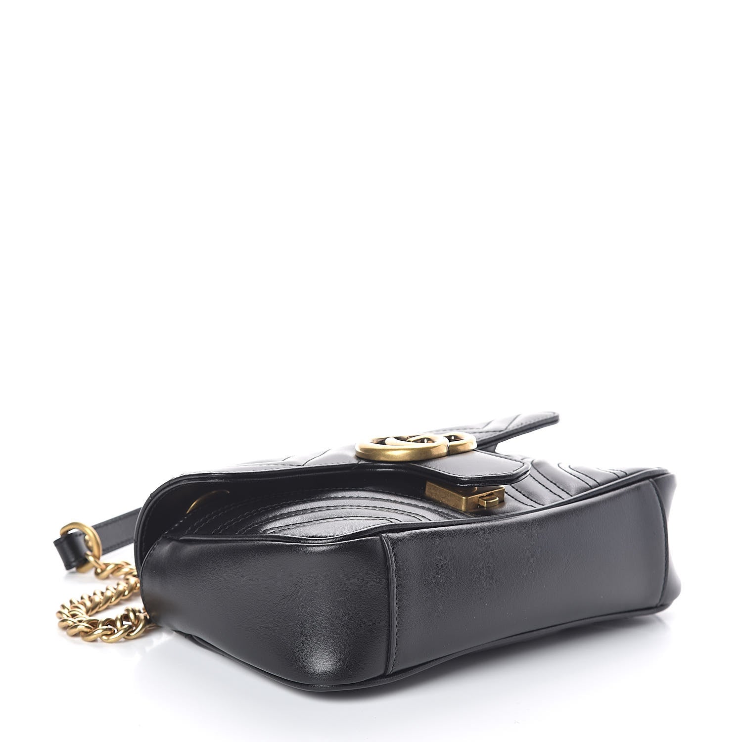 Gucci Calfskin Matelasse Mini GG Marmont Shoulder Bag Black 4 of 9