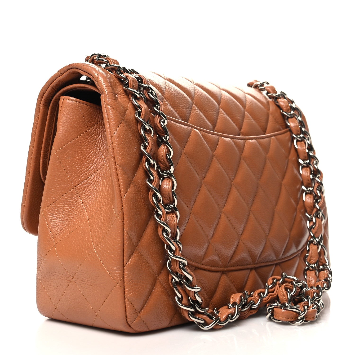 Chanel Caviar Quilted Jumbo Double Flap Light Brown 3 of 12