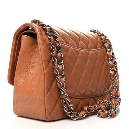 Chanel Caviar Quilted Jumbo Double Flap Light Brown 3 of 12