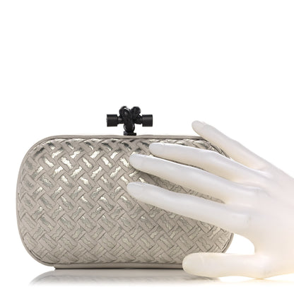 Bottega Veneta Nappa Intrecciato Metallic Placcato Knot Clutch Cream 2 of 9