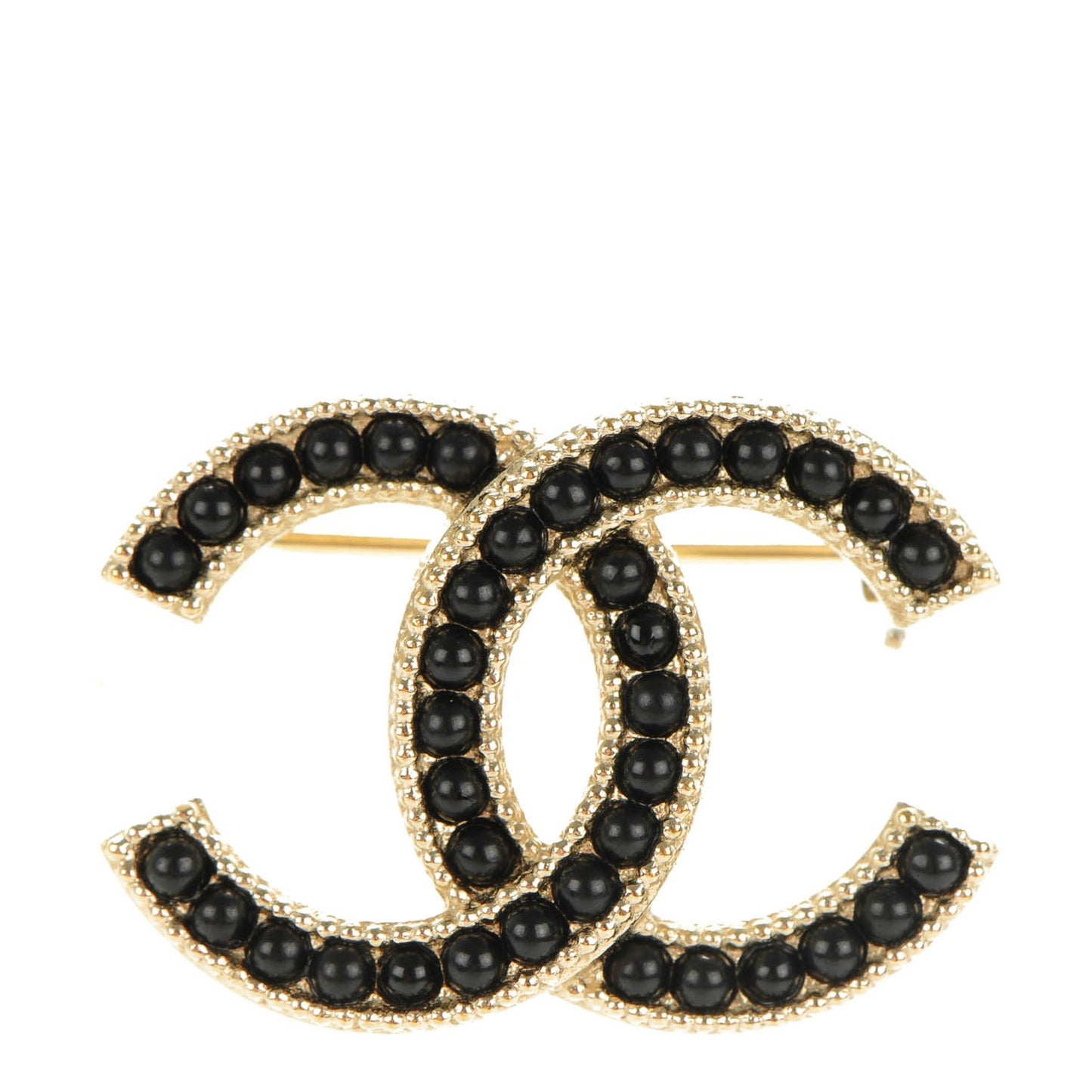 Bead CC Brooch Black Light Gold