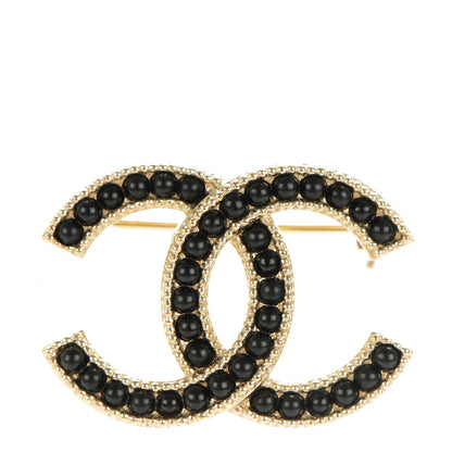 Chanel Bead CC Brooch Black Light Gold 1 of 4