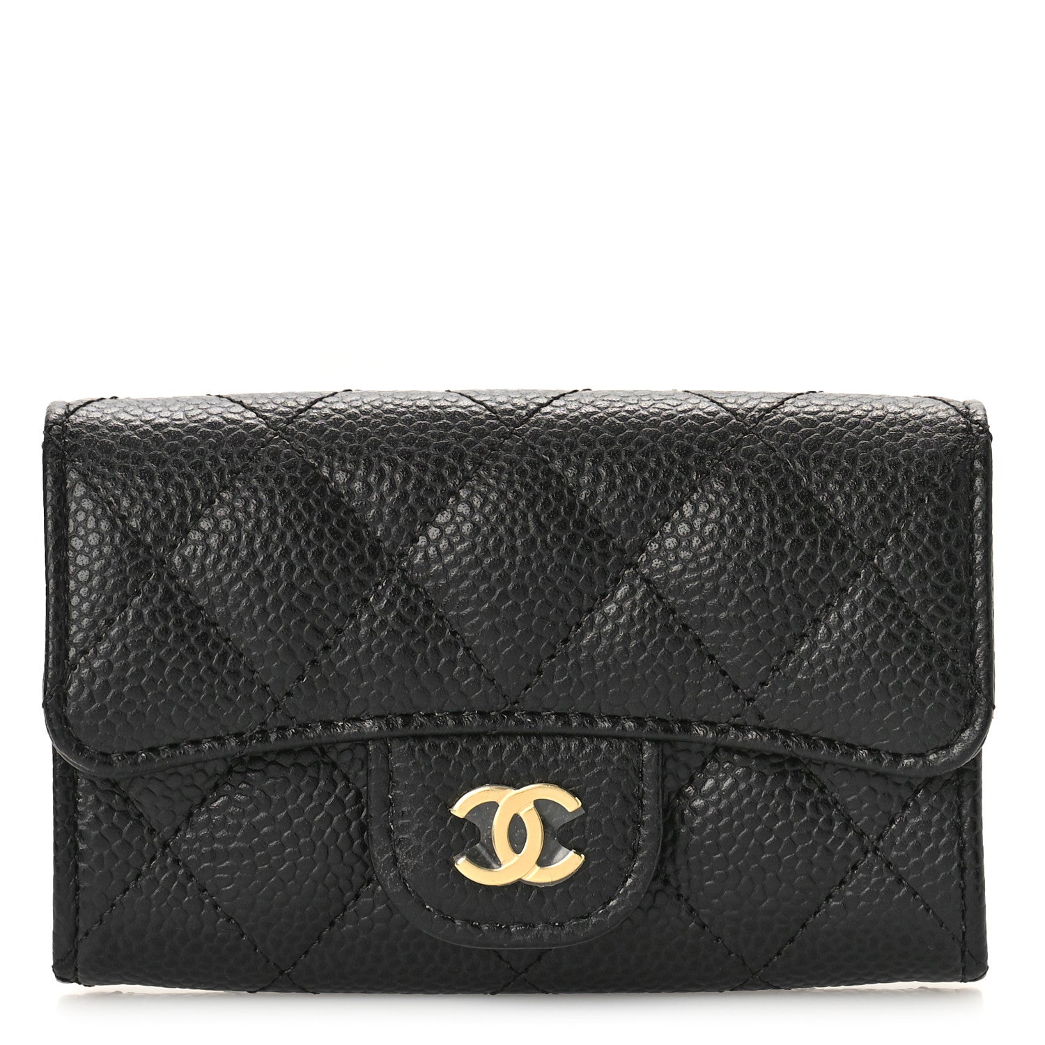 Chanel Caviar Quilted Flap Card Holder Wallet Black 1 of 10