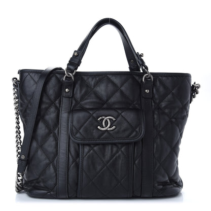 Chanel Calfskin Quilted Small Casual Riviera Tote Black 1 of 10
