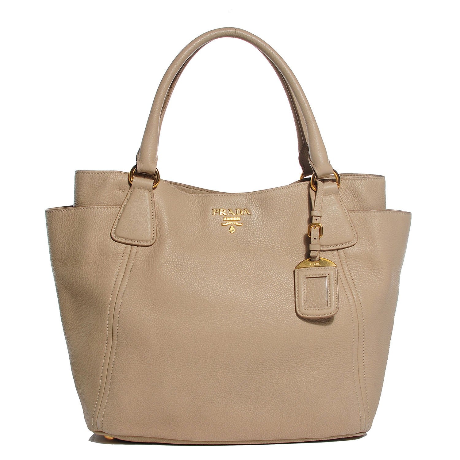 Prada Vitello Daino Side Pocket Hobo Sabbia 1 of 10