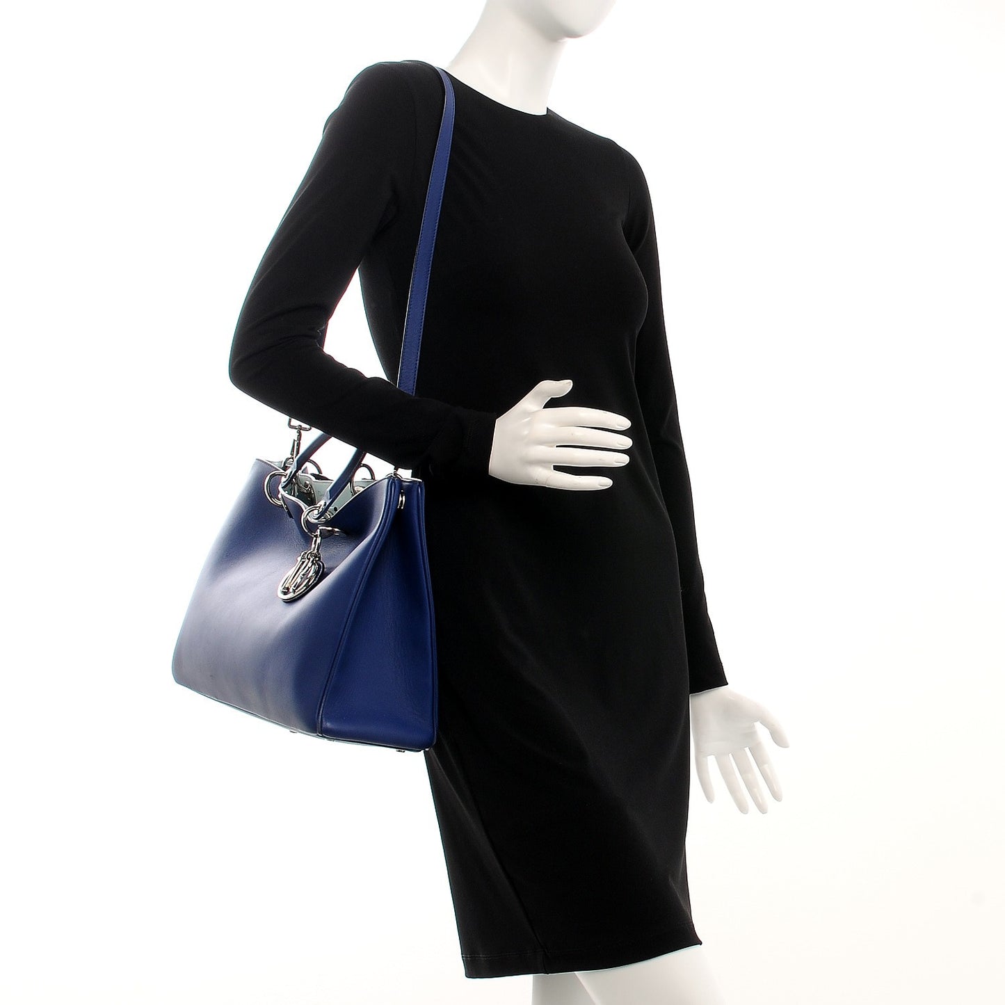 Smooth Calfskin Large Diorissimo Bag Navy Blue