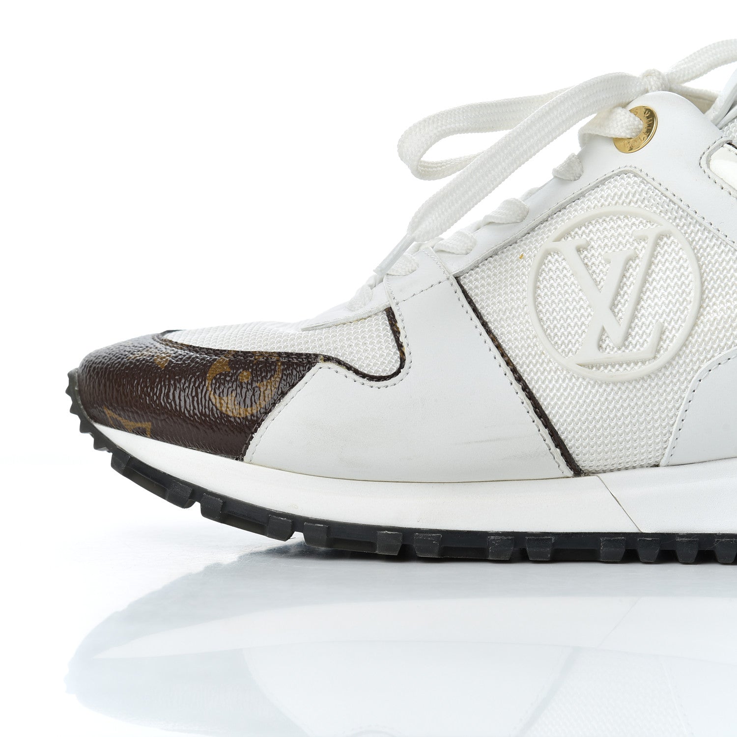 Louis Vuitton Suede Monogram Run Away Sneakers 37 White 3 of 18