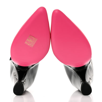 Chanel Patent Calfskin CC Pumps 37.5 Pink Black 5 of 9
