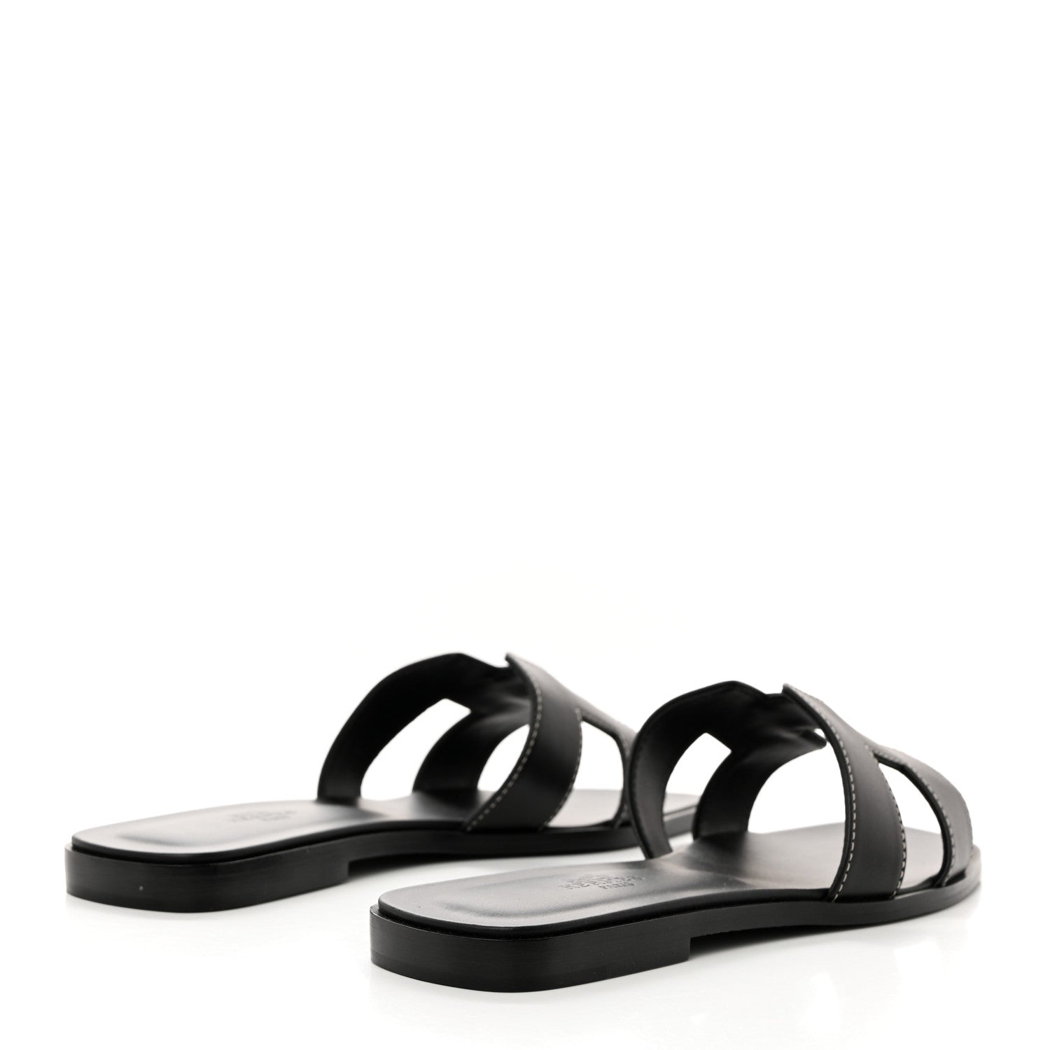 Hermes Box Calfskin Oran Sandals 38 Black 4 of 9