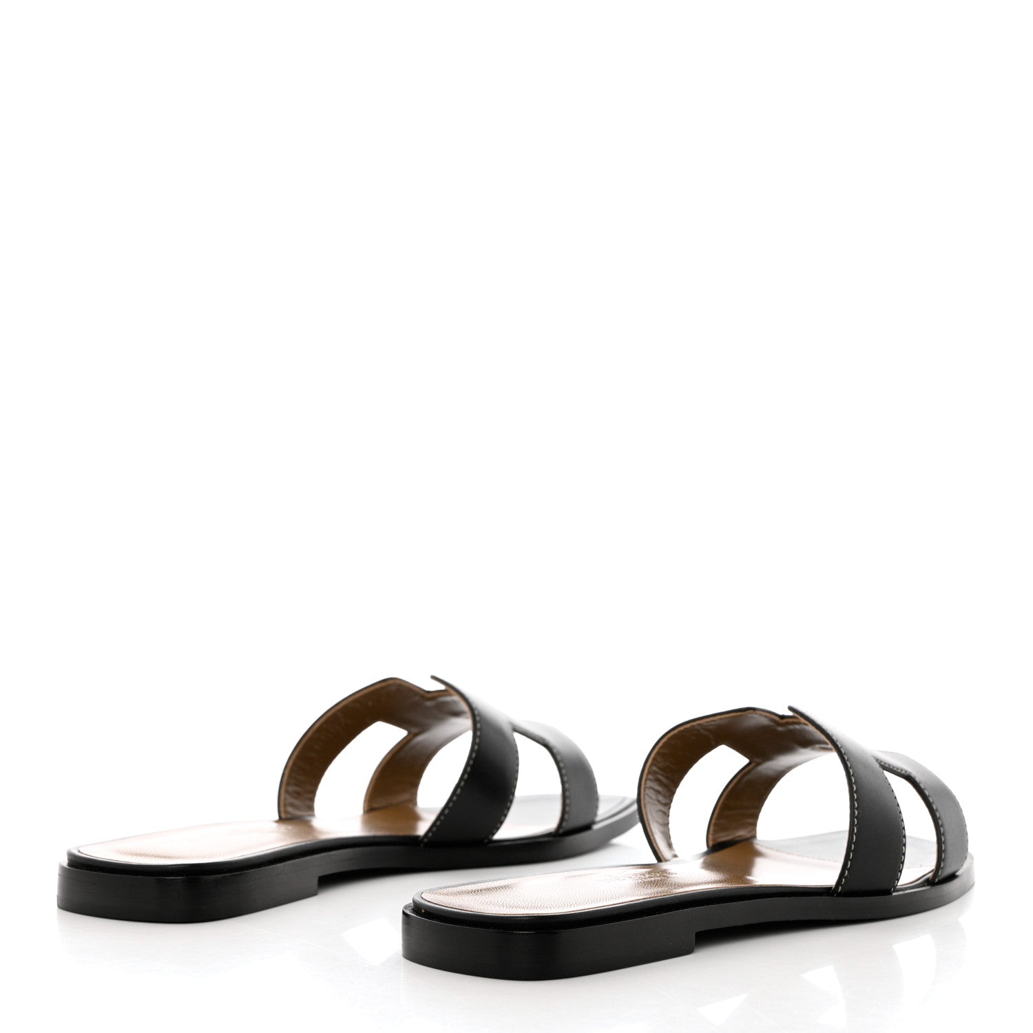 Hermes Box Calfskin Oran Sandals 37.5 Black 4 of 9