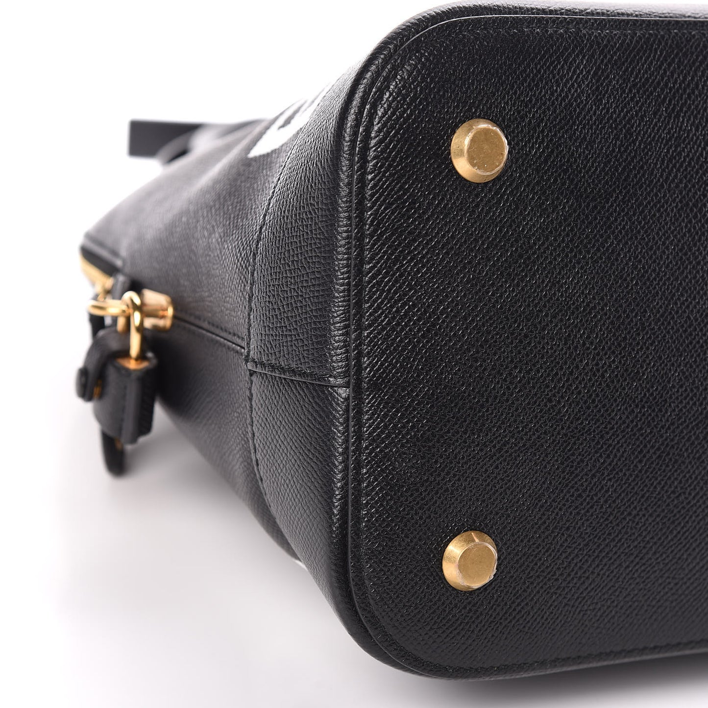 Signature Grained Calfskin Logo M Ville Top Handle Bag Black