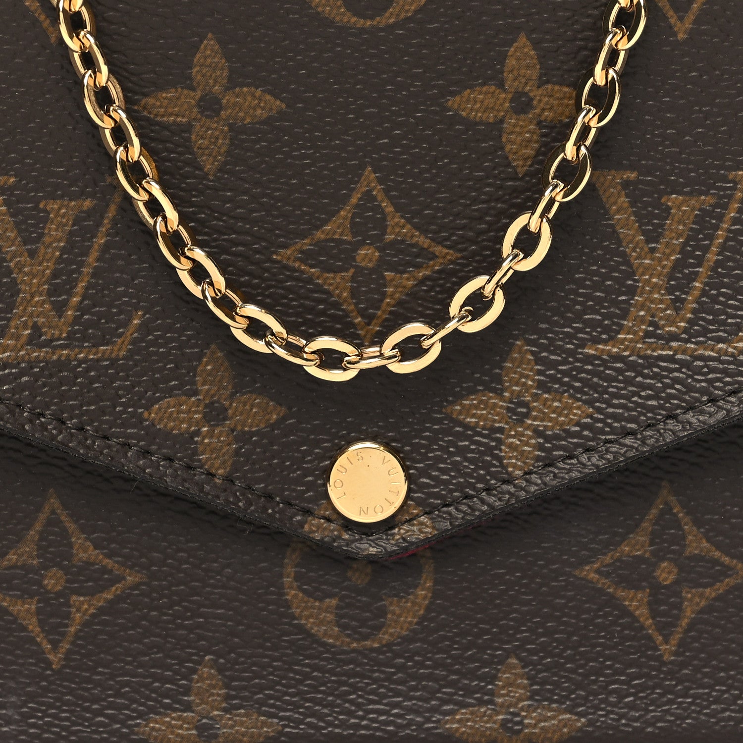 Louis Vuitton Monogram Pochette Felicie Chain Wallet Fuchsia 10 of 13