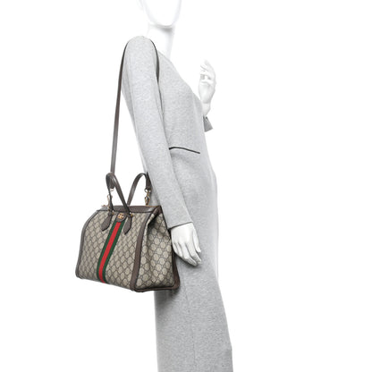 Gucci GG Supreme Monogram Web Medium Ophidia Tote Bag Brown 2 of 9