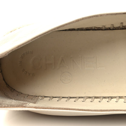 Chanel Metallic Calfskin Grosgrain CC Espadrilles 38 Ivory Black 9 of 9