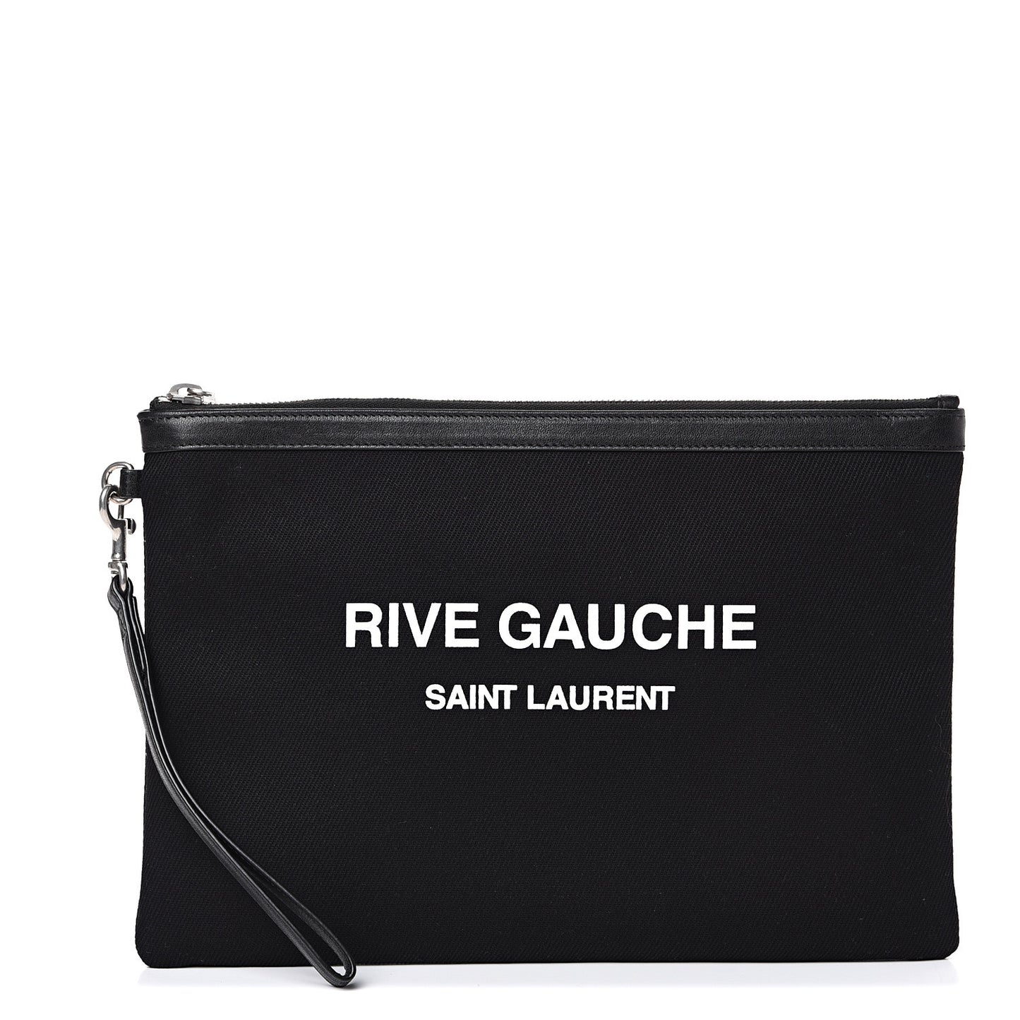 Linen Canvas Rive Gouche Zipped Pouch Black