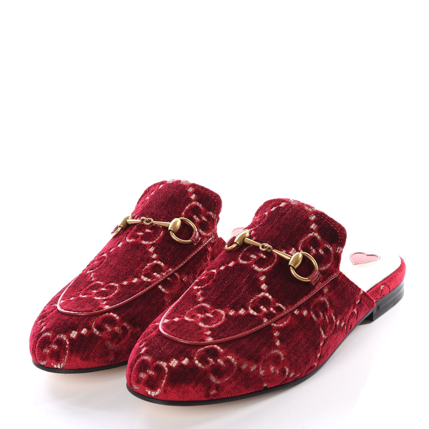Velvet GG Monogram Womens Princetown Slippers 38 Red Cipria