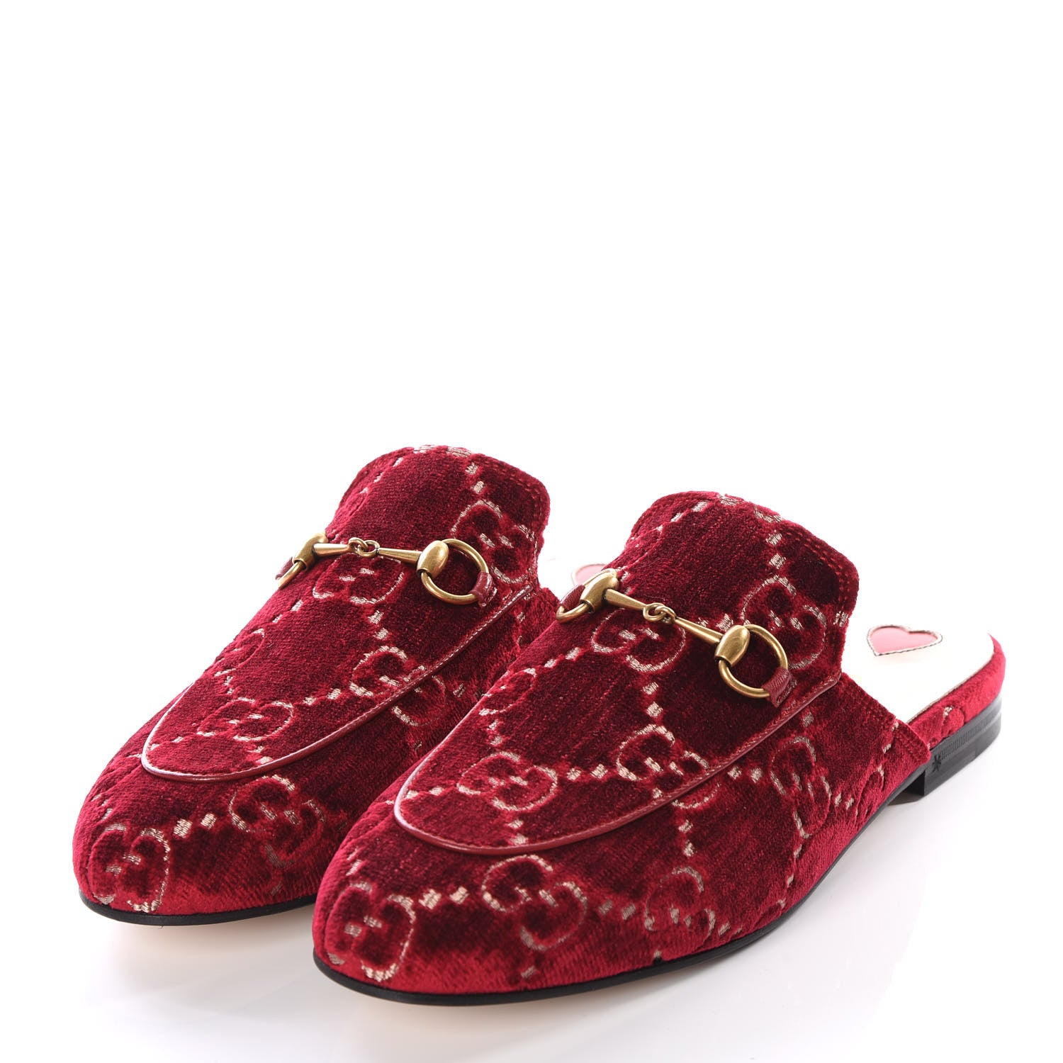 Gucci Velvet GG Monogram Womens Princetown Slippers 38 Red Cipria 2 of 8