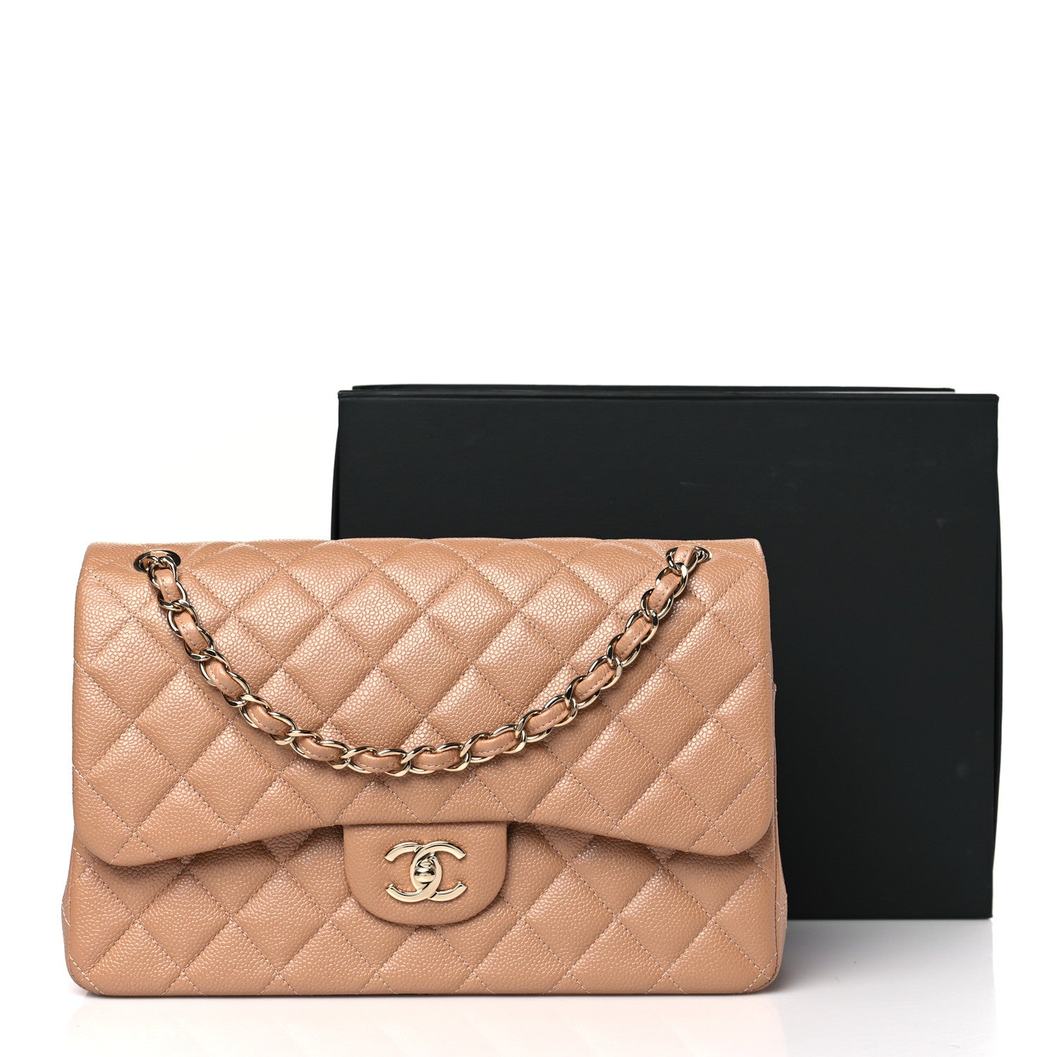 Chanel Caviar Quilted Jumbo Double Flap Beige 10 of 10