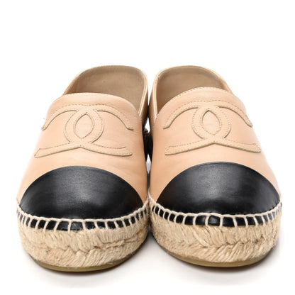 Chanel Lambskin CC Espadrilles 39 Beige Black 2 of 4