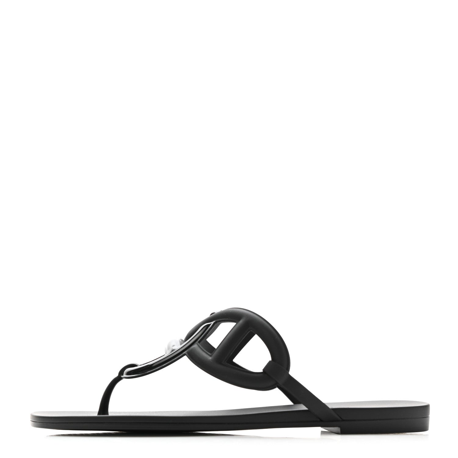 Hermes Rubber Womens Egerie Sandals 37 Black 1 of 8