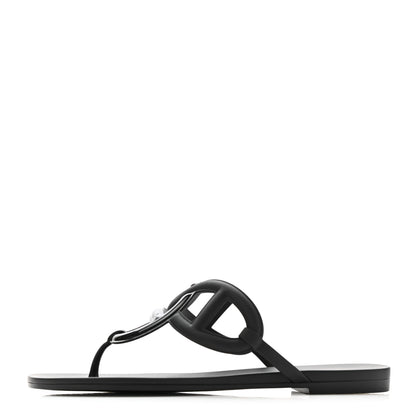 Hermes Rubber Womens Egerie Sandals 37 Black 1 of 8