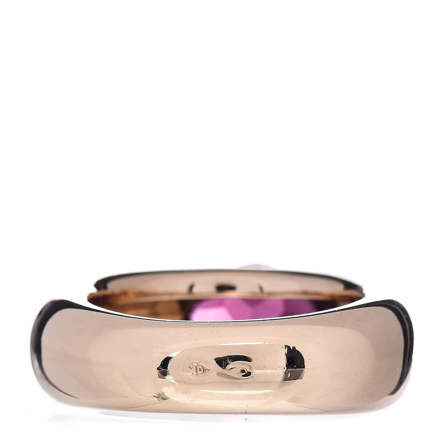 Cartier 18K Yellow Gold Garnet Ellipse Ring 50 5.5 3 of 4