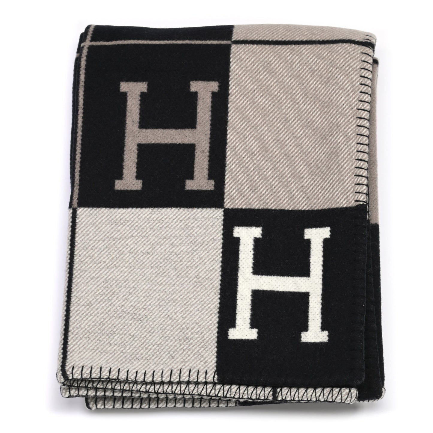 Wool Cashmere Avalon III Blanket Ecru Black