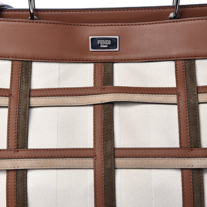 Fendi Canvas Calfskin Suede Large Peekaboo Iconic Essential Satchel Brown 11 of 14