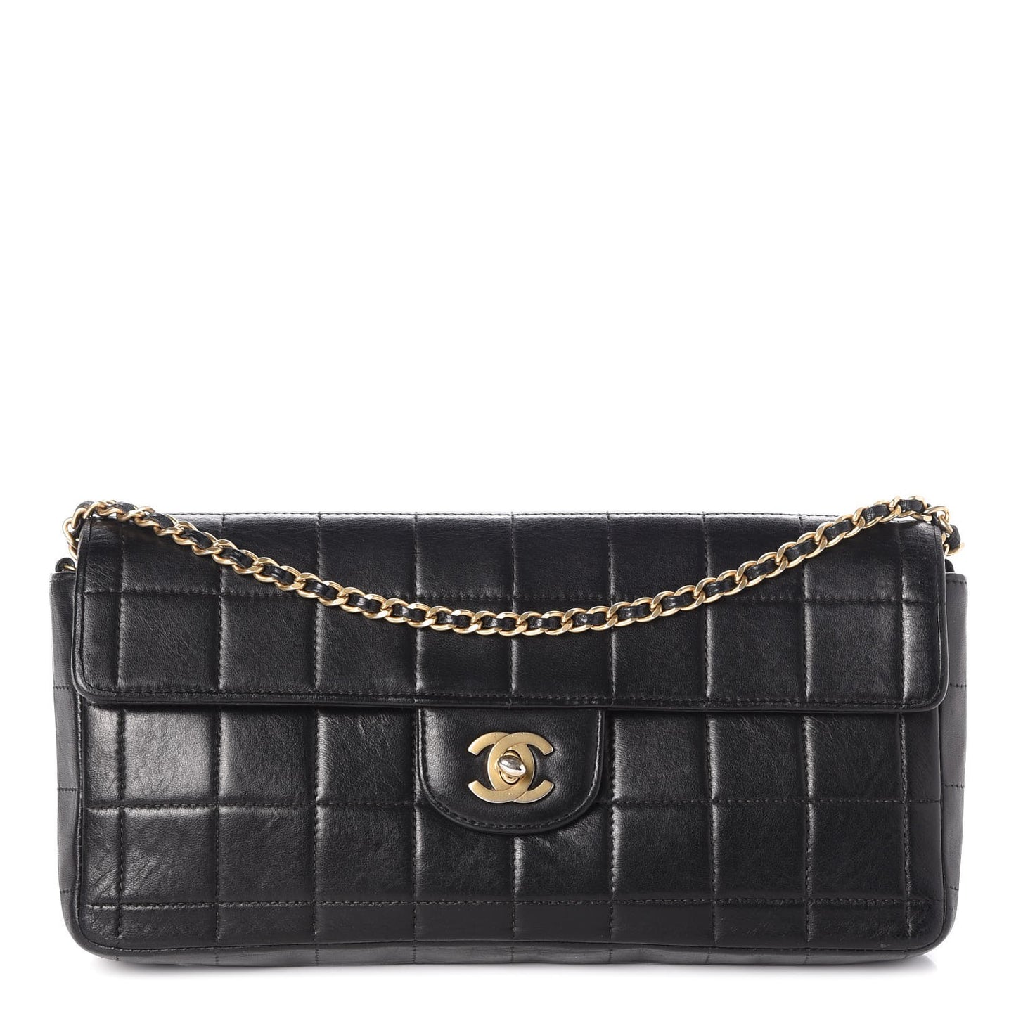 Lambskin East West Chocolate Bar Flap Black