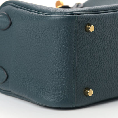 Hermes Taurillon Clemence Mini Lindy 20 Vert Cypress 8 of 10
