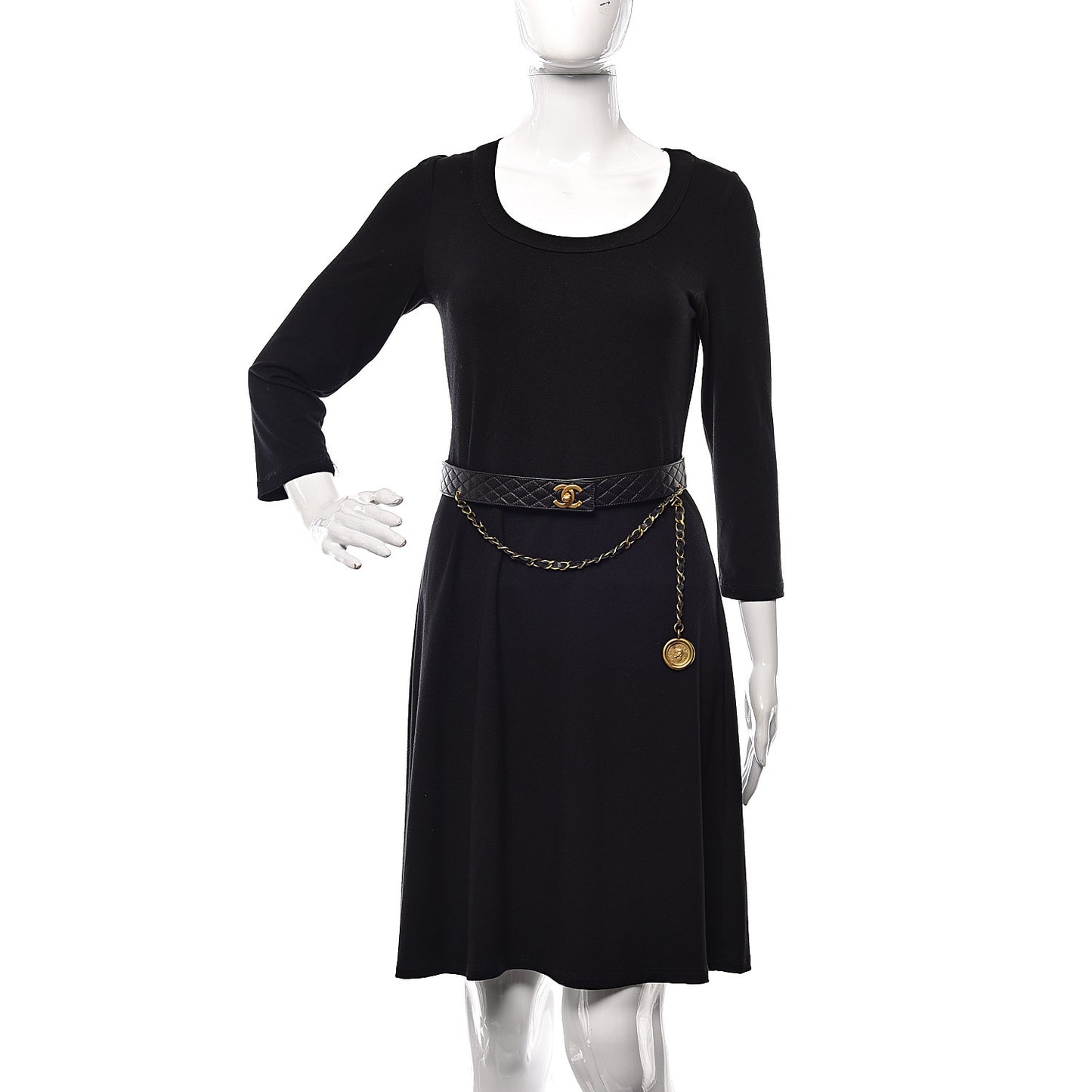 Calfskin Quilted CC Chain 31 Rue Cambon Medallion Belt 70 28 Black