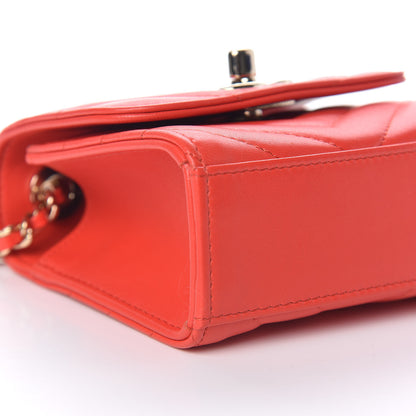 Chanel Lambskin Chevron Quilted Mini Trendy CC Chain Wallet Red 5 of 10