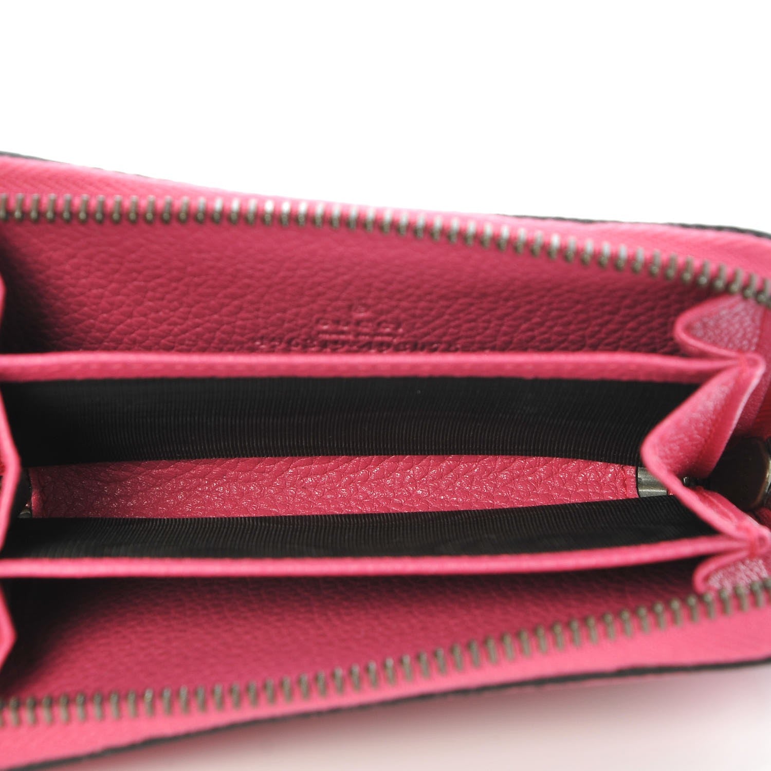 Gucci Grained Calfskin Logo Zip Around Card Case Box Pink Green 5 of 6