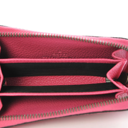 Gucci Grained Calfskin Logo Zip Around Card Case Box Pink Green 5 of 6