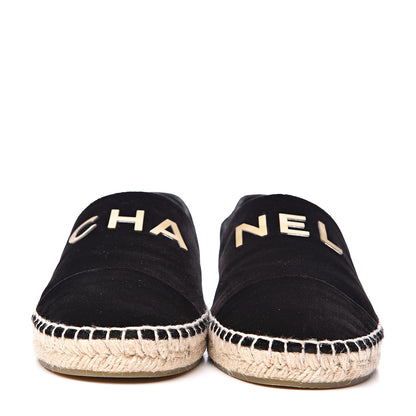 Chanel Velvet Logo Espadrilles 39 Black 2 of 10