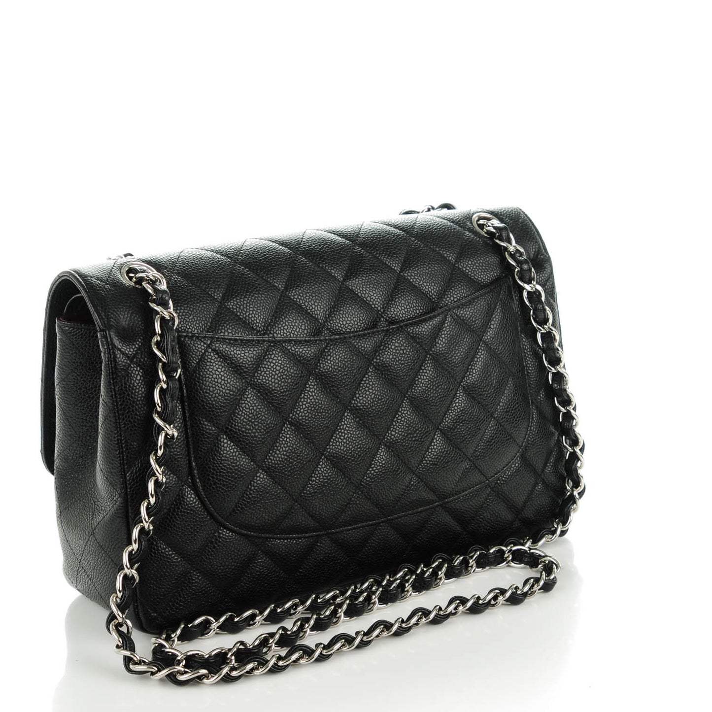 Caviar Quilted Jumbo Double Flap Black