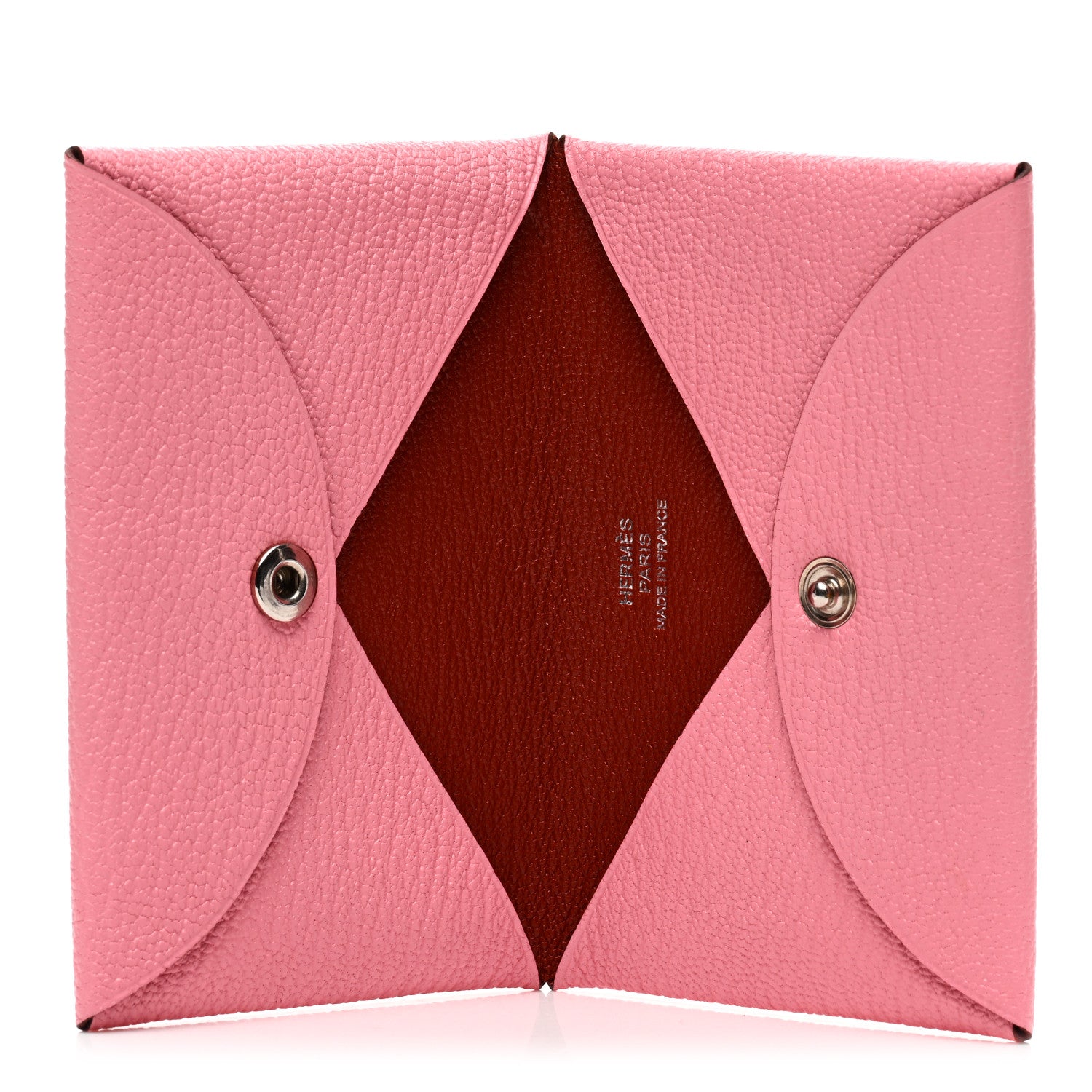 Hermes Chevre Chandra Verso Calvi Card Case Rose Confetti Brique 5 of 7