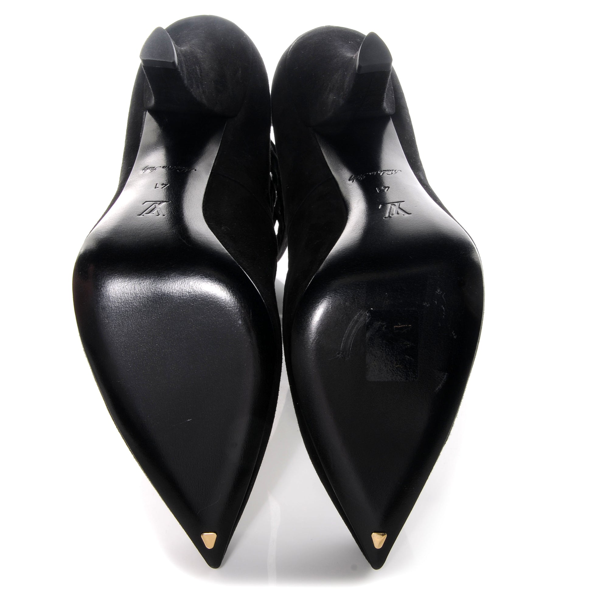 Louis Vuitton Suede Satin Cutout Ankle Boots 41 Black 5 of 6