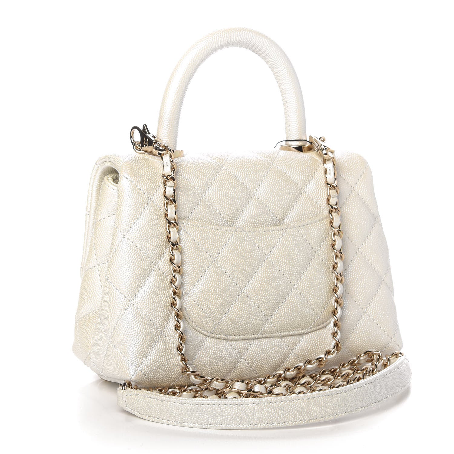 Chanel Iridescent Caviar Quilted Extra Mini Coco Handle Flap Ivory 3 of 11
