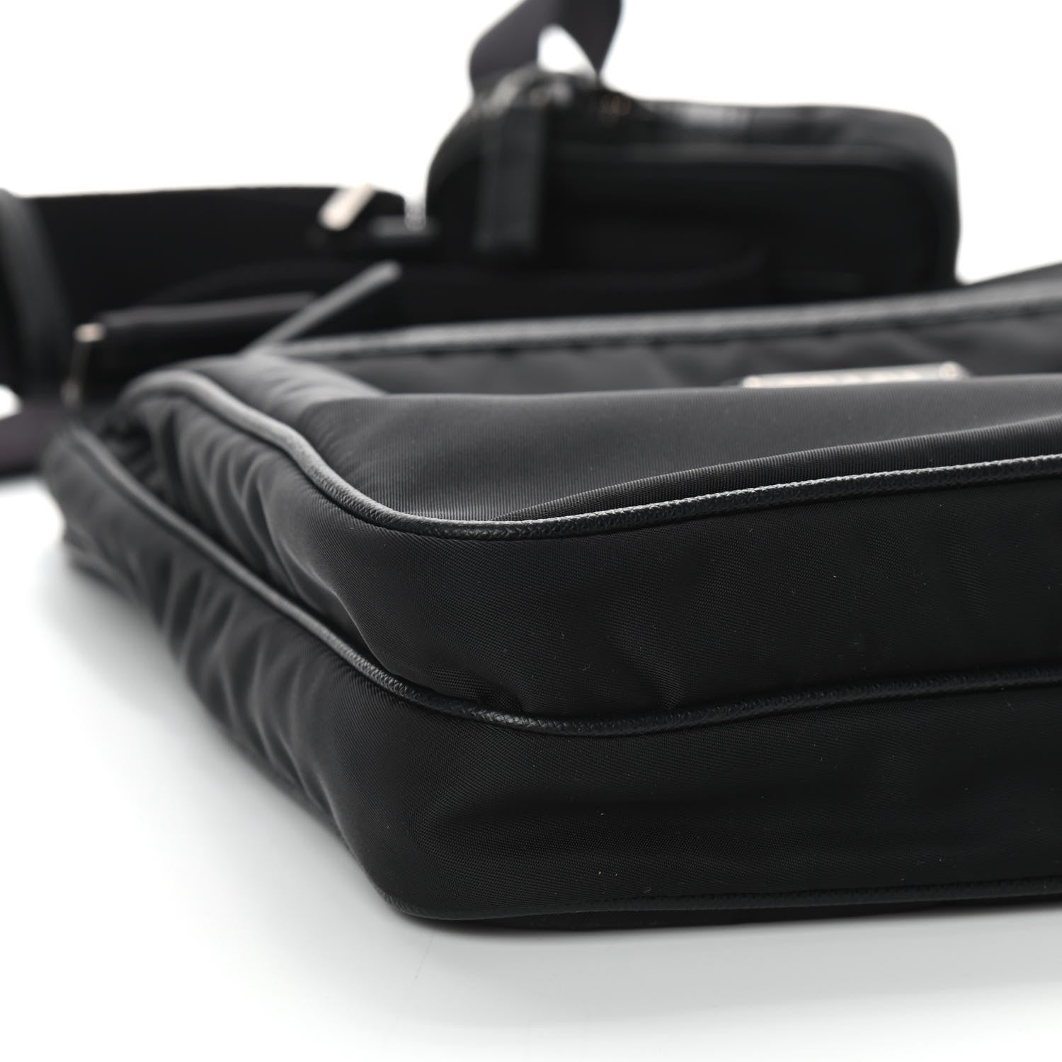 Prada Re-Nylon Saffiano Pocket Flat Messenger Bag Black 7 of 8